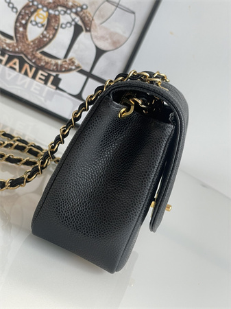 Chanel Vintage Flap Bag Grained Calfskin Gold Tone Metal Black A2221