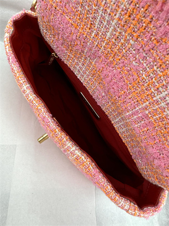 Chanel 19 Bag Tweed Gold Tone Pink AS1160