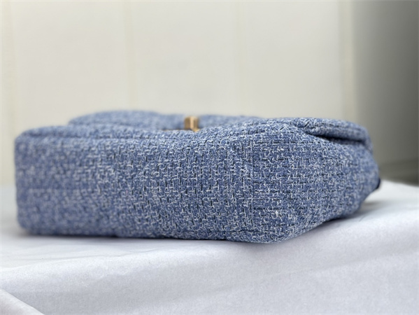 Chanel 19 Bag Tweed Gold Tone Blue AS1160