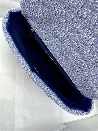 Chanel 19 Bag Tweed Gold Tone Blue AS1160
