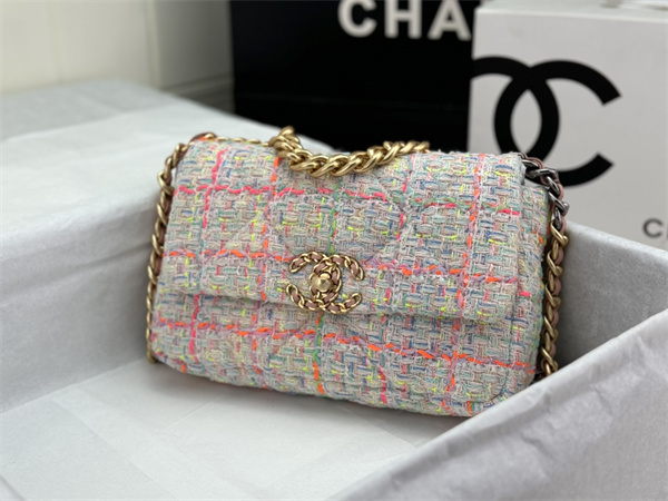 Chanel 19 Bag Tweed Gold Tone Multicolor AS1160