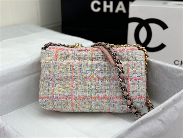 Chanel 19 Bag Tweed Gold Tone Multicolor AS1160