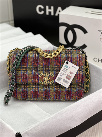 Chanel 19 Bag Tweed Gold Tone Multicolor AS1160