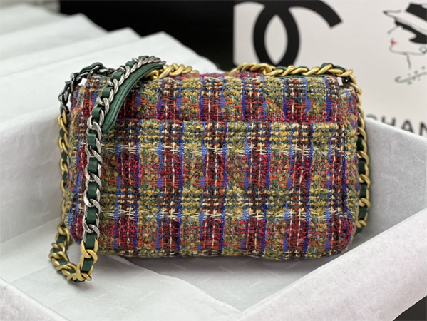 Chanel 19 Bag Tweed Gold Tone Multicolor AS1160