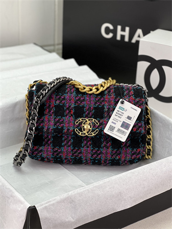 Chanel 19 Bag Tweed Gold Tone Multicolor AS1160