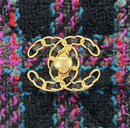 Chanel 19 Bag Tweed Gold Tone Multicolor AS1160