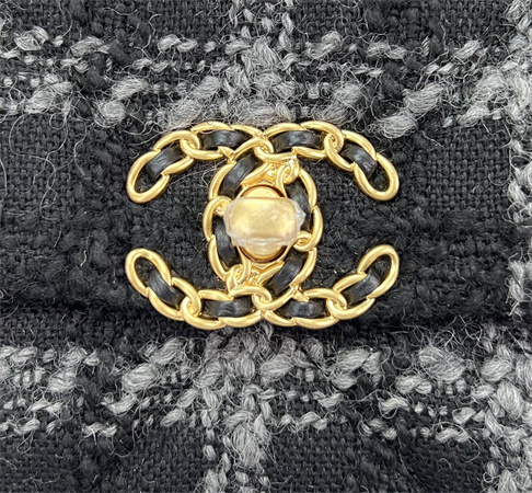 Chanel 19 Bag Tweed Gold Tone Black/Grey AS1160