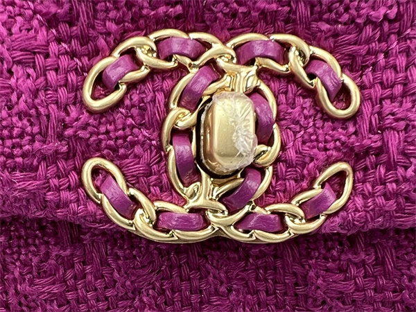 Chanel 19 Bag Tweed Gold Tone Fuchsia AS1160