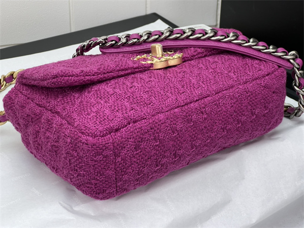 Chanel 19 Bag Tweed Gold Tone Fuchsia AS1160