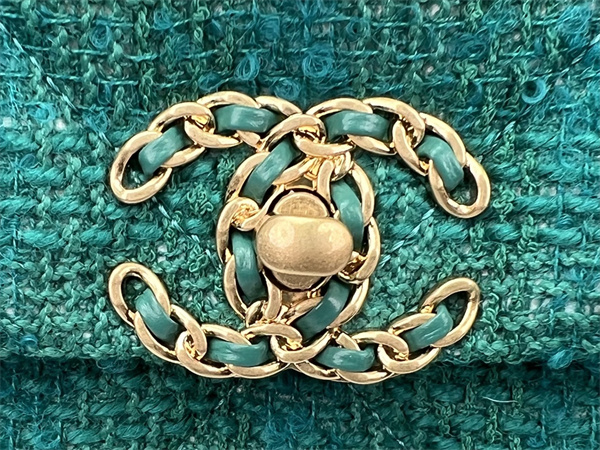 Chanel 19 Bag Tweed Gold Tone Green AS1160