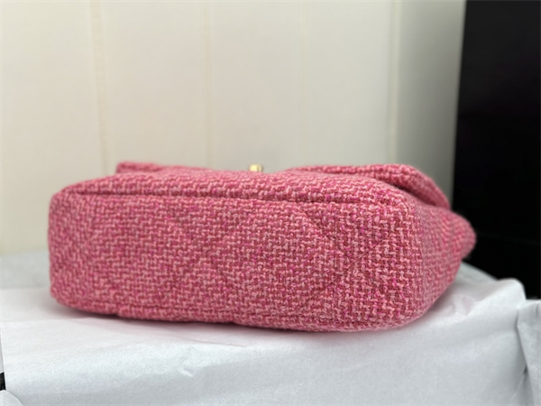 Large Chanel 19 Bag Tweed Gold Tone Multicolor AS1161