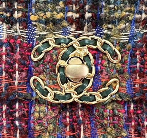 Large Chanel 19 Bag Tweed Gold Tone Multicolor AS1161