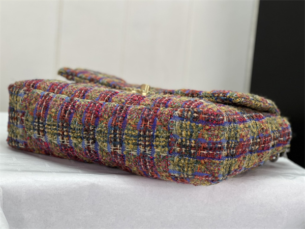 Large Chanel 19 Bag Tweed Gold Tone Multicolor AS1161