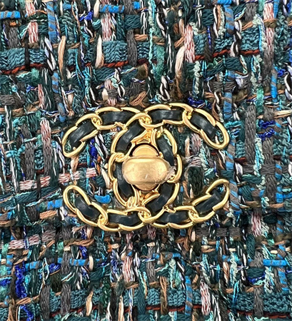 Large Chanel 19 Bag Tweed Gold Tone Multicolor AS1161