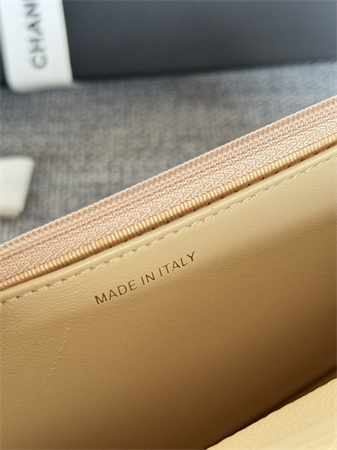 Chanel Wallet On Chain Grained Calfskin Gold Tone Metal Beige AP0250