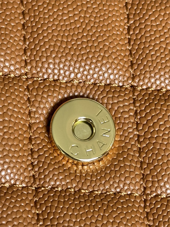 Chanel Wallet On Chain Grained Calfskin Gold Tone Metal Brown AP0250