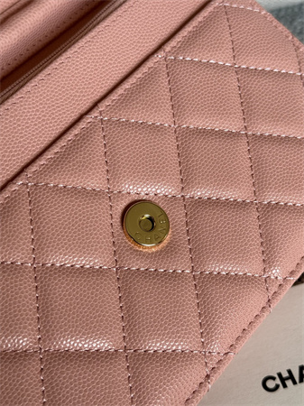 Chanel Wallet On Chain Grained Calfskin Gold Tone Metal Pink AP0250