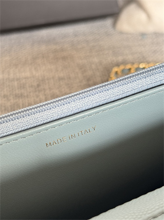 Chanel Wallet On Chain Grained Calfskin Gold Tone Metal Blue AP0250