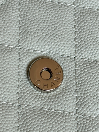 Chanel Wallet On Chain Grained Calfskin Silver Tone Metal Pale Blue AP0250