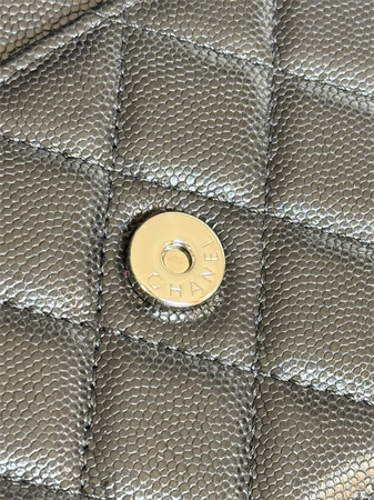 Chanel Wallet On Chain Grained Calfskin Silver Tone Metal Black AP0250