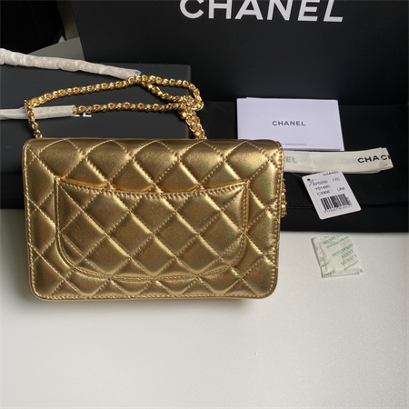 Chanel Wallet On Chain Lambskin Gold Tone Metal Gold AP0250