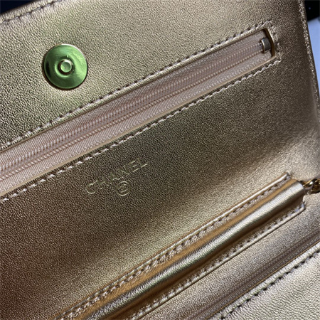 Chanel Wallet On Chain Lambskin Gold Tone Metal Gold AP0250