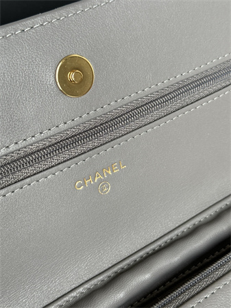 Chanel Wallet On Chain Lambskin Gold Tone Metal Grey AP0250