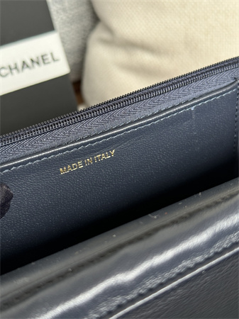 Chanel Wallet On Chain Lambskin Gold Tone Metal Navy AP0250