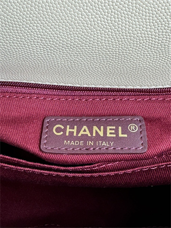 Chanel Small Coco Handle Bag Grained Calfskin Lt Gold Metal Beige A92990