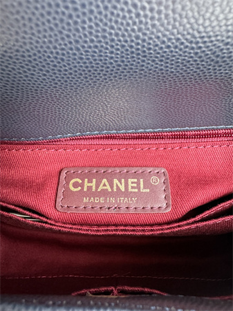 Chanel Small Coco Handle Bag Grained Calfskin Lt Gold Metal Black A92990