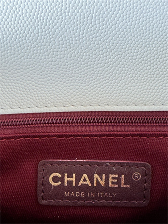 Chanel Small Coco Handle Bag Grained Calfskin Lt Gold Metal White A92990