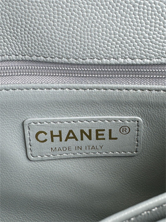 Chanel Small Coco Handle Bag Grained Calfskin Lt Gold Metal Blue A92990