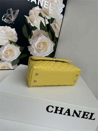 Chanel Small Coco Handle Bag Grained Calfskin Lt Gold Metal Yellow A92990