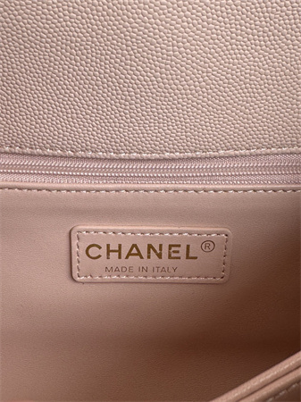 Chanel Small Coco Handle Bag Grained Calfskin Lt Gold Metal Pink A92990