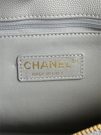 Chanel Large Coco Handle Bag Grained Calfskin Lt Gold Metal Grey A92991