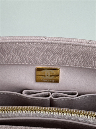 Chanel Large Coco Handle Bag Grained Calfskin Lt Gold Metal Lt Pink A92991