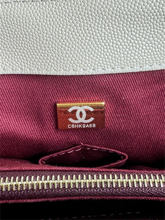 Chanel Large Coco Handle Bag Grained Calfskin Lt Gold Metal Beige A92991