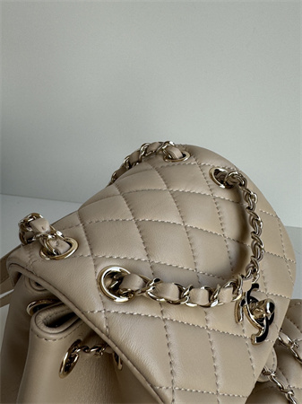 Chanel Duma Backpack Lambskin Gold Tone Metal Beige AS2908
