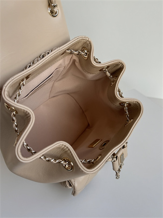 Chanel Duma Backpack Lambskin Gold Tone Metal Beige AS2908