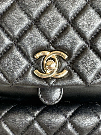 Chanel Duma Backpack Lambskin Gold Tone Metal Black AS3618