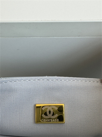 Chanel Hobo Handbag Shiny Crumpled  Calfskin Gold Tone Metal Blue AS4322