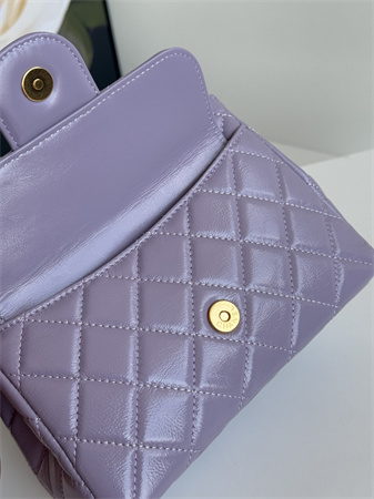 Chanel Small Hobo Handbag Shiny Crumpled  Calfskin Gold Tone Metal Lt Pruple AS4323