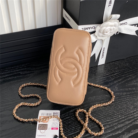 Chanel Vanity With Chain Patent Calfskin Gold-Tone Metal Beige AP2199