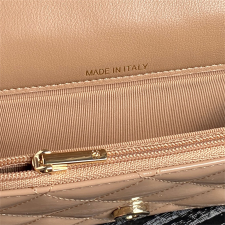 Chanel FLAP PHONE HOLDER WITH CHAIN Patent Calfskin Gold-Tone Metal Beige AP3226