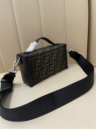 Fendi Soft Trunk Baguette Brown FF  Eclissi jacquard fabric bag