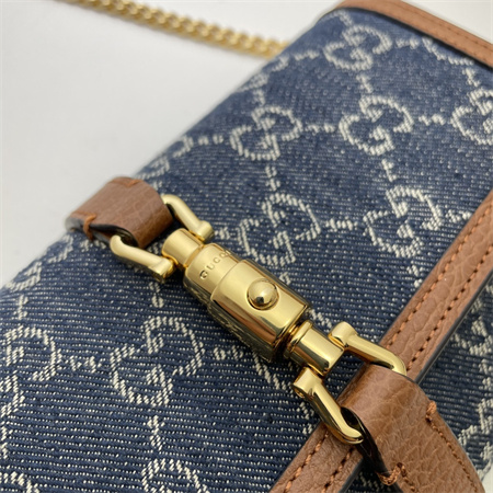 Gu.cci Jackie 1961 Chain Wallet Blue Denim 652681