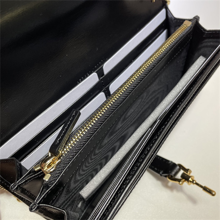 Gu.cci Jackie 1961 Chain Wallet Black Leather 652681