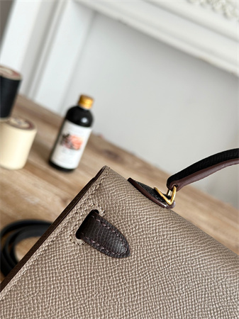 Hermes Kelly Mini II Bag Epsom Leather Etoupe/Ecorce/Black HS