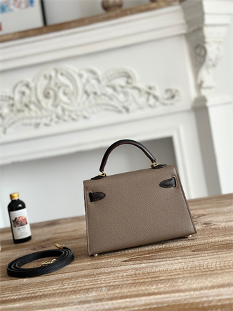 Hermes Kelly Mini II Bag Epsom Leather Etoupe/Ecorce/Black HS