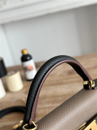 Hermes Kelly Mini II Bag Epsom Leather Etoupe/Ecorce/Black HS